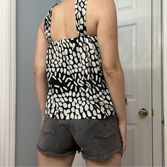 Hunter Bell Blouse Halter Ruffle Black White Dainty Size Extra Small - Picture 2 of 6